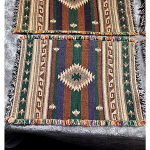 El Paso Saddle Blanket Co Four Chimayo Southwest Placemats 20x15 Reversible